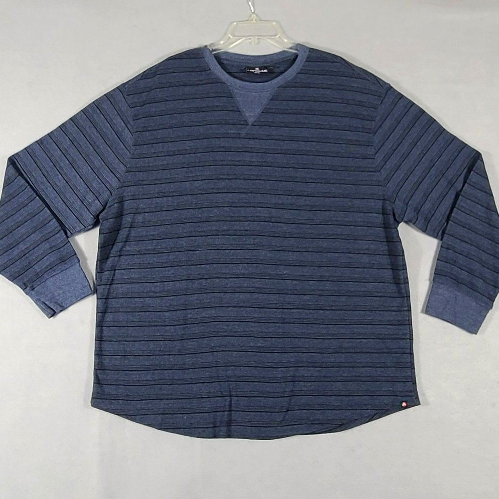 Airwalk Long Sleeve Striped Pullover Shirt Blue Gray Mens Size 3X Casual Skater